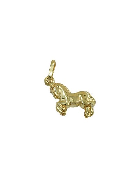 pendant 10x11mm little horse shiny 9kt gold