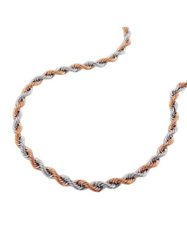 necklace 2mm french rope chain bicolor 9k gold 45cm