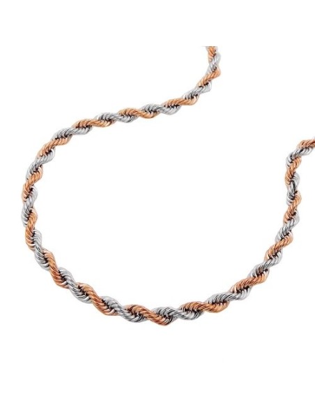 necklace 2mm french rope chain bicolor 9k gold 45cm