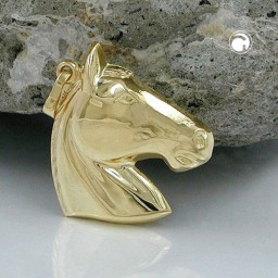 pendant big horse head 9k gold