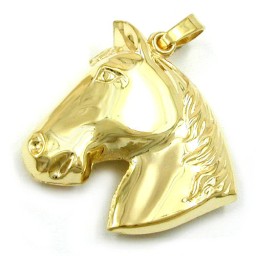 pendant big horse head 9k gold