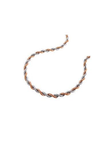 necklace 2mm french rope chain bicolor 9k gold 45cm