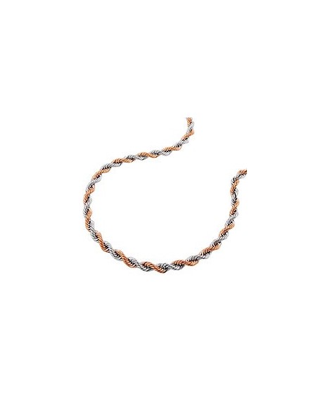 necklace 2mm french rope chain bicolor 9k gold 45cm