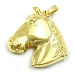 pendant big horse head 9k gold