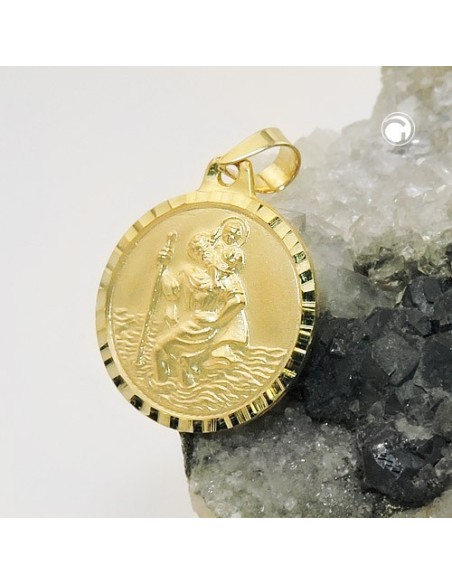 pendant christophorus 16mm 9kt gold