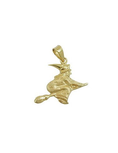 pendant 15x16mm witch matte shiny 9k gold