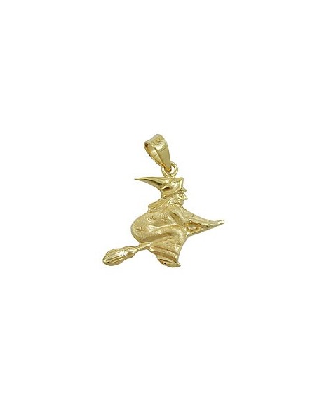 pendant 15x16mm witch matte shiny 9k gold