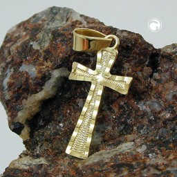 pendant cross diamond cut 9k gold