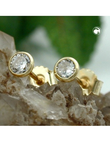 stud earring 3mm zirconia 9kt gold