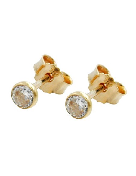 stud earring 3mm zirconia 9kt gold