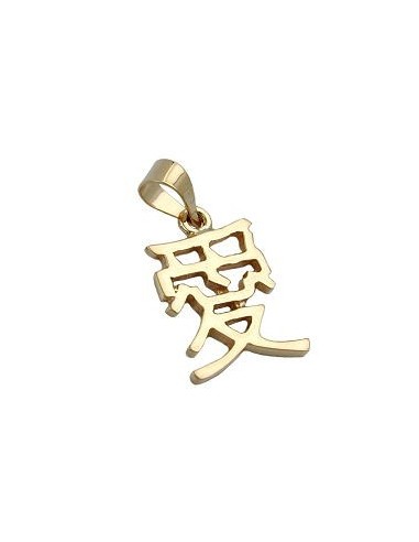 pendant 15x11mm chinese sign symbol for love shiny 9k gold