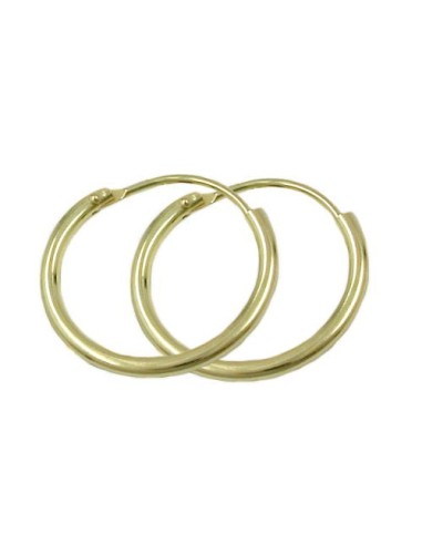 hoop earrings 15x1.1 mm wire plug-in closure shiny 9k gold