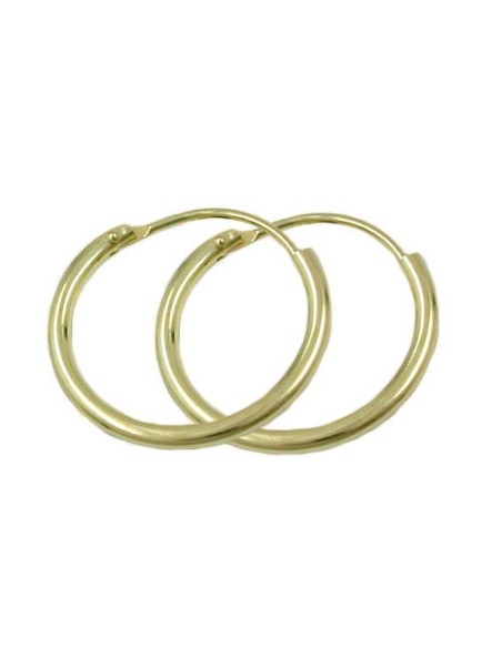 hoop earrings 15x1.1 mm wire plug-in closure shiny 9k gold