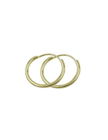 hoop earrings 15x1.1 mm wire plug-in closure shiny 9k gold