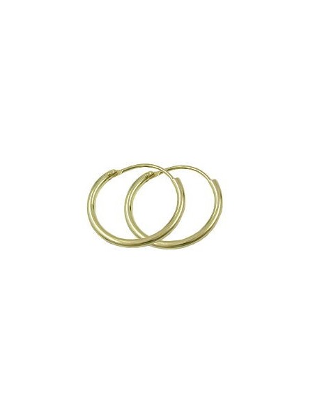 hoop earrings 15x1.1 mm wire plug-in closure shiny 9k gold