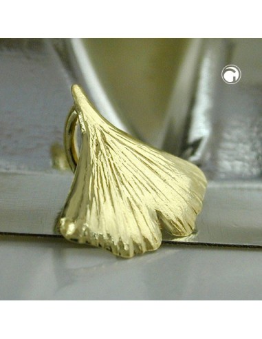 pendant 9mm ginkgo leaf shiny 9kt gold