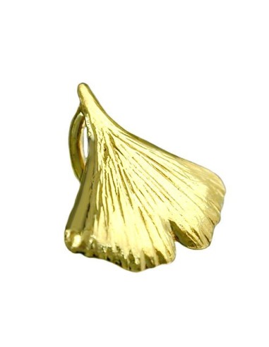 pendant 9mm ginkgo leaf shiny 9kt gold