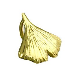 pendant 9mm ginkgo leaf shiny 9kt gold