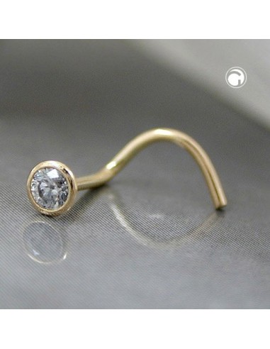 nose screw piercing 2.5mm with cubic zirconia white 18k gold