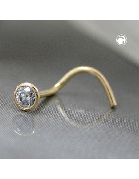 nose screw piercing 2.5mm with cubic zirconia white 18k gold