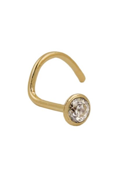 nose screw piercing 2.5mm with cubic zirconia white 18k gold