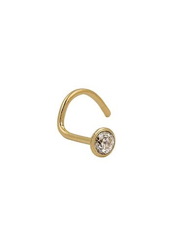 nose screw piercing 2.5mm with cubic zirconia white 18k gold