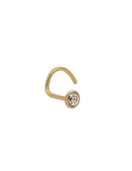 nose screw piercing 2.5mm with cubic zirconia white 18k gold