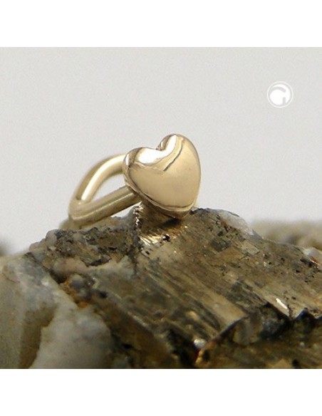 nose screw piercing 2.4mm spiral with small heart 18k gold