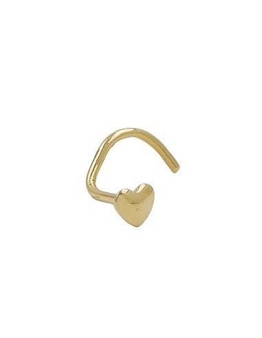 nose screw piercing 2.4mm spiral with small heart 18k gold