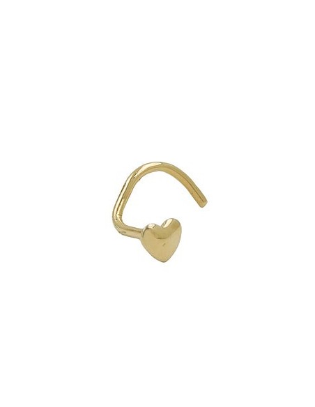 nose screw piercing 2.4mm spiral with small heart 18k gold