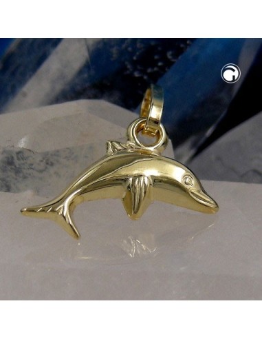 pendant 12x7mm small dolphin shiny 9k gold
