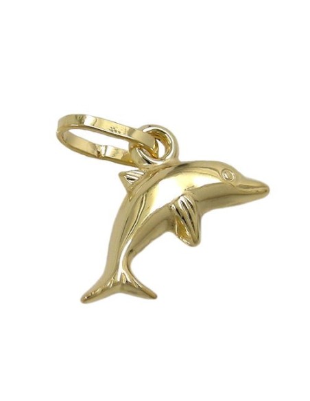 pendant 12x7mm small dolphin shiny 9k gold