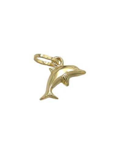 pendant 12x7mm small dolphin shiny 9k gold