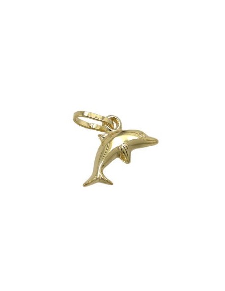pendant 12x7mm small dolphin shiny 9k gold