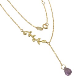 necklace 45cm amethyst 9k gold