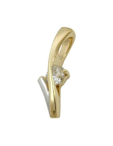 pendant 19x6mm bicolor rhodium plated with cubic zirconia 9k gold