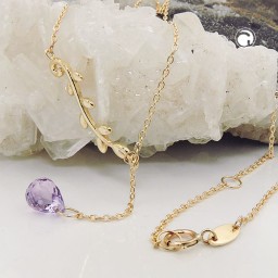 necklace 45cm amethyst 9k gold