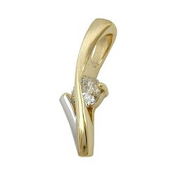 pendant 19x6mm bicolor rhodium plated with cubic zirconia 9k gold