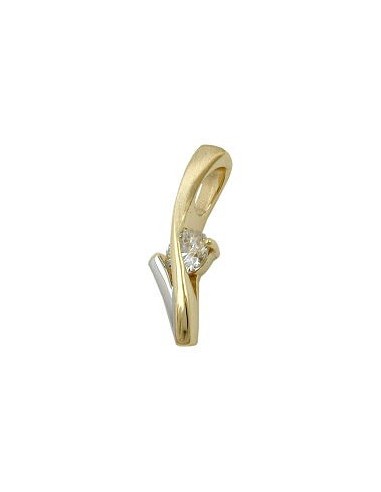 pendant 19x6mm bicolor rhodium plated with cubic zirconia 9k gold