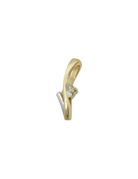 pendant 19x6mm bicolor rhodium plated with cubic zirconia 9k gold
