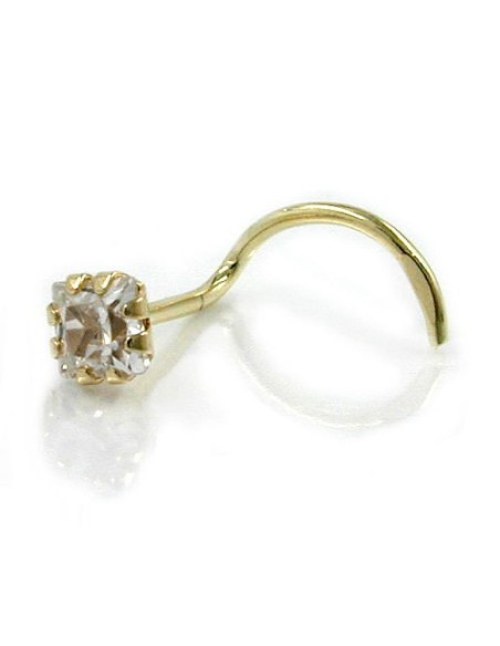 nose screw piercing 3mm cubic zirconia 14k gold