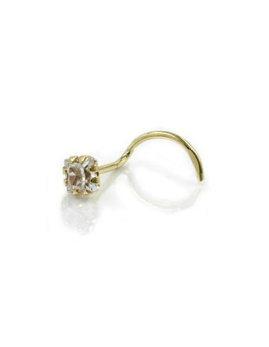 nose screw piercing 3mm cubic zirconia 14k gold