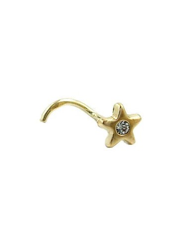 nose screw piercing 4mm star with white cubic zirconia 14k gold