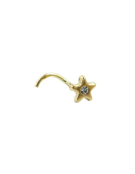 nose screw piercing 4mm star with white cubic zirconia 14k gold