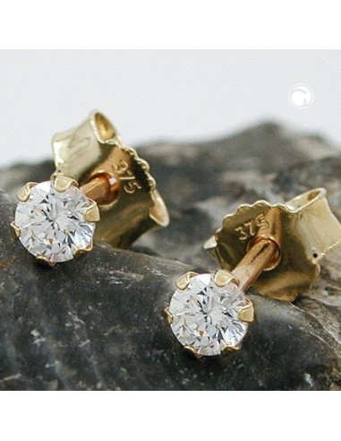 stud earrings 3mm zirconia 9k gold