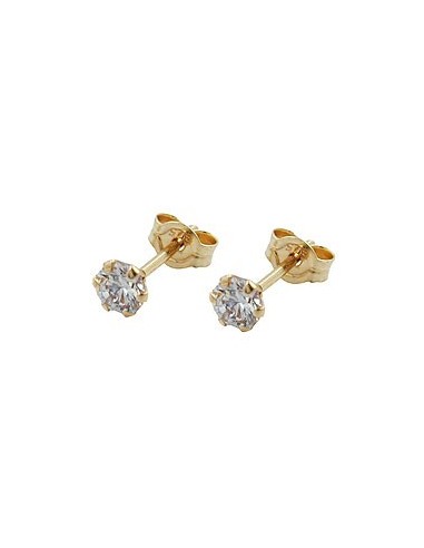 stud earrings 3mm zirconia 9k gold