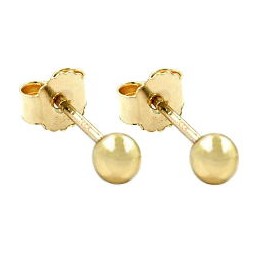 stud earrings 3mm ball hollow inside 9k gold