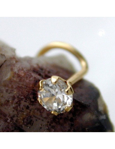 nose screw piercing 3mm white square cubic zirconia 18k gold