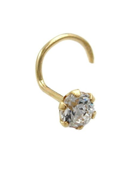 nose screw piercing 3mm white square cubic zirconia 18k gold