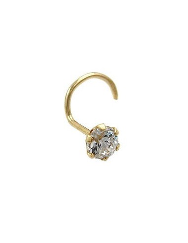nose screw piercing 3mm white square cubic zirconia 18k gold
